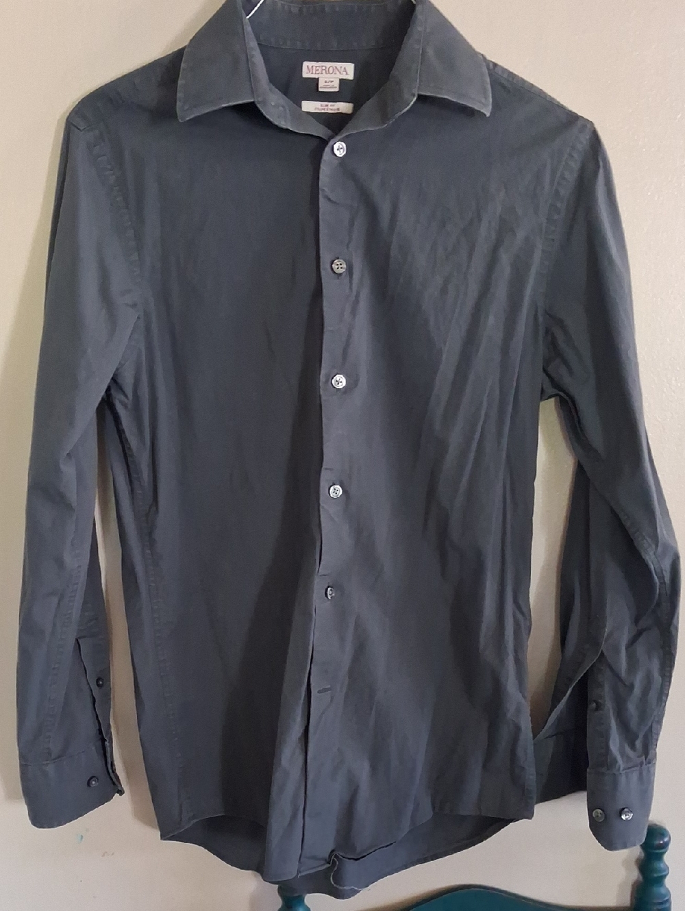 Merona Men's Long-Sleeve Button-Up Shirt - Dark Charcoal